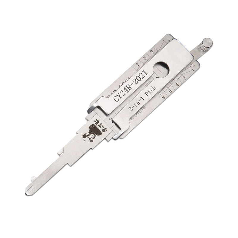 Genuine Lishi 2-in-1CY24R Tool with Integrated Pick and Decoder, Graduated Scale Indicator, and Precision for Auto Lock Pick Set