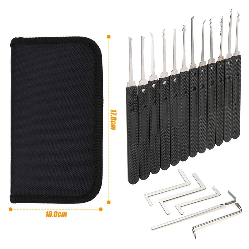 17 Pieces Lock Picking Set with Tension Practice for Beginner Professional Locksmith Tools