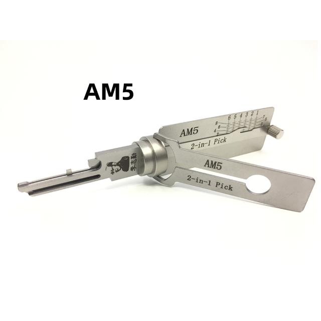 2-in-1 Lishi AM5 Decoder and Pick Locksmith Tool for Civil Lock Vehicle Keys with Metal Construction