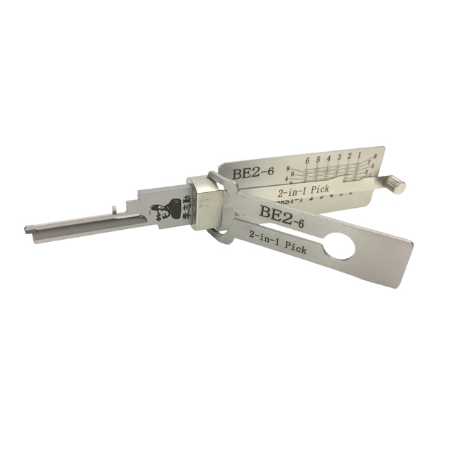 Lishi Tool 2-in-1 BE2-6 Model Corrosion-Resistant Decoder & Pick Locksmith Tool for Home Door