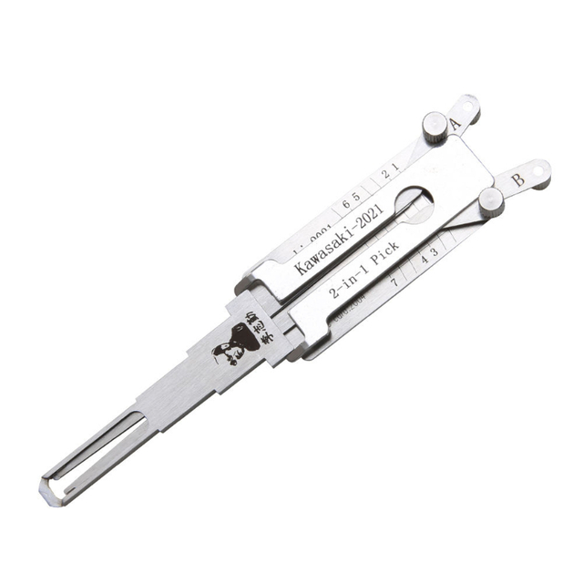 Locksmith Supplies Lishi 2 In1 Kawasaki-2021 Lock Pick Tool Motorcycle Lock Cylinder Open Reader Key Decoder for Kawasaki