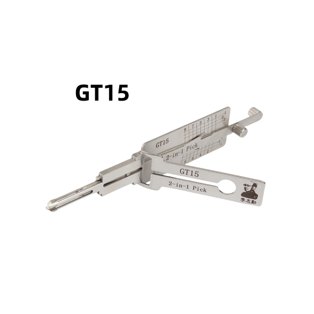 Lishi 2-in-1 GT15 Model Auto Lock Pick Set with Metal Construction and Speed-Optimized for Pros