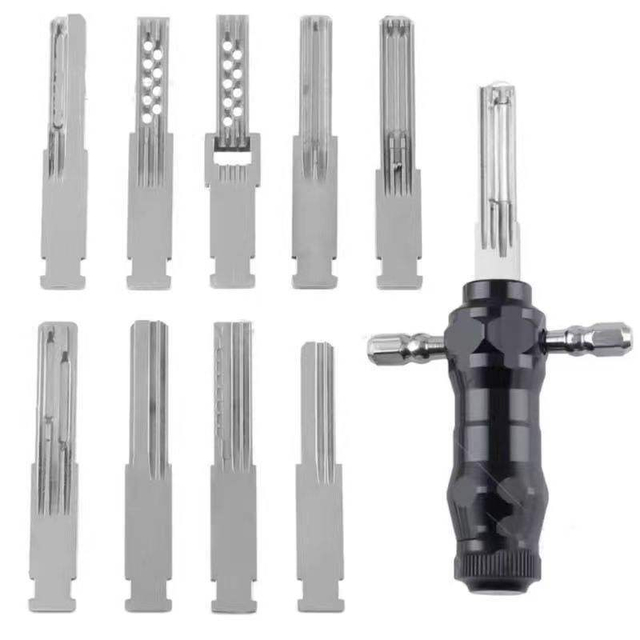 Speed Storm Key Shaking Tool 10 PCS Heads Lock Pick Set with Mechanical Feedback Analysis and Dual-Sensory Feedback